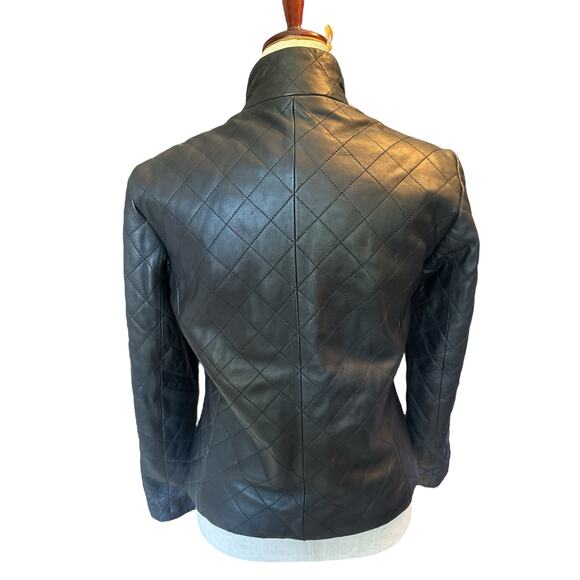 Coldwater Creek Leather Jacket | Tan Zip Front Quilted Classic Style | Size S - Picture 3 of 6